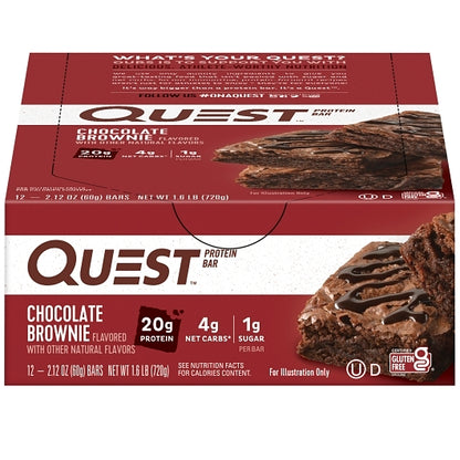 Quest Nutrition Chocolate Brownie Bar, 12 x 2.12 oz Case - Bakery & Desserts
