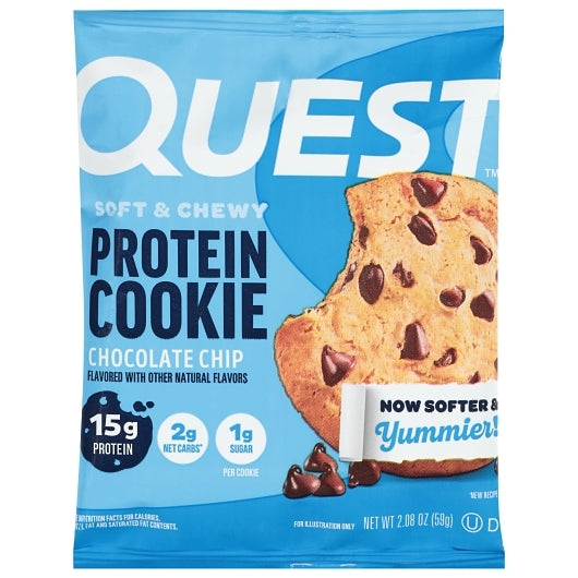 Quest Nutrition Protein Cookie Chocolate Chip, 6 x 12 x 2.08 oz Case - Bakery & Desserts