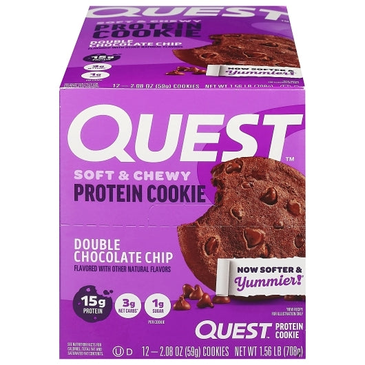 Quest Nutrition Protein Cookie Double Chocolate Chip, 6 x 12 x 2.08 oz Case - Bakery & Desserts