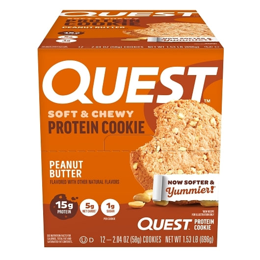 Quest Nutrition Protein Cookie Peanut Butter, 6 x 12 x 1.92 oz Case - Bakery & Desserts