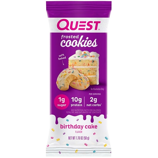 Quest Nutrition Frosted Cookies Birthday Cake, 12 x 8 x 1.76 oz Case - Bakery & Desserts