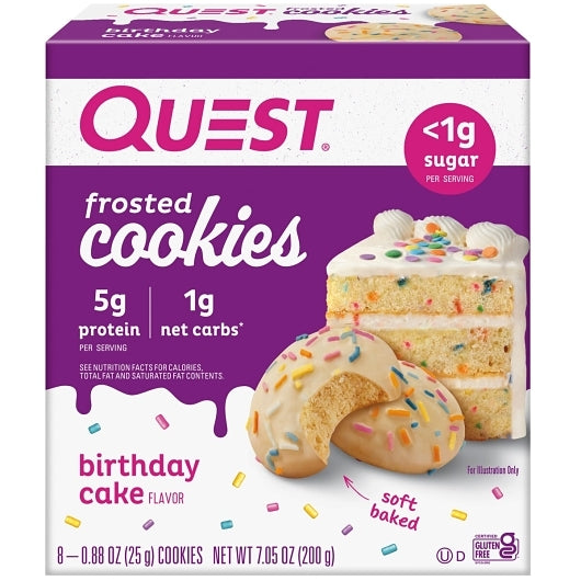 Quest Nutrition Frosted Cookies Birthday Cake, 12 x 8 x 1.76 oz Case - Bakery & Desserts - image 2