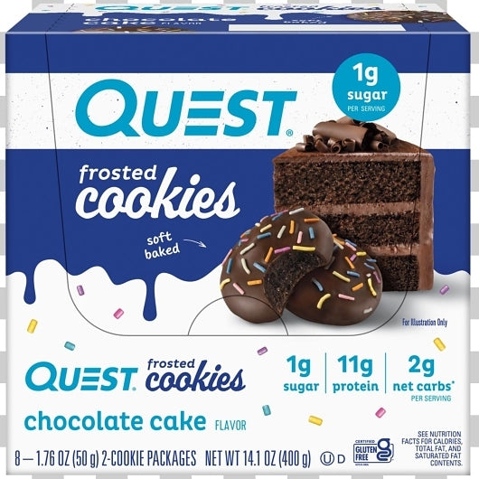 Quest Nutrition Frosted Cookies Chocolate Cake, 12 x 8 x 1.76 oz Case - Bakery & Desserts