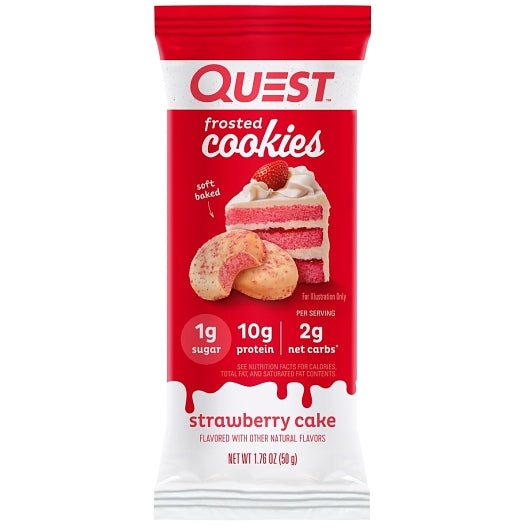 Quest Nutrition Frosted Cookies Strawberry Cake, 12 x 8 x 1.76 oz Case - Bakery & Desserts