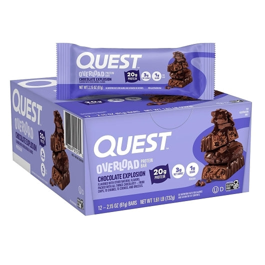 Quest Nutrition Overload Protein Bar Chocolate Explosion, 12 x 2.15 oz Case - Candy & Confections