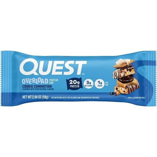 Quest Nutrition Overload Protein Bar Cookie Commotion, 12 x 2.04 oz Case - Bakery & Desserts
