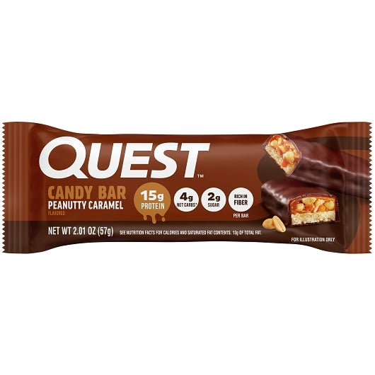 Quest Nutrition Peanutty Caramel Candy Bar, 12 x 2.01 oz Case - Candy & Confections