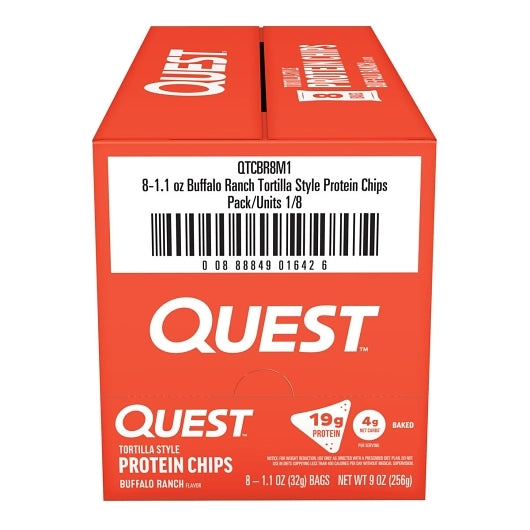 Quest Nutrition Protein Tortilla Chips Buffalo Ranch, 8 x 1.1 oz Case - Snacks