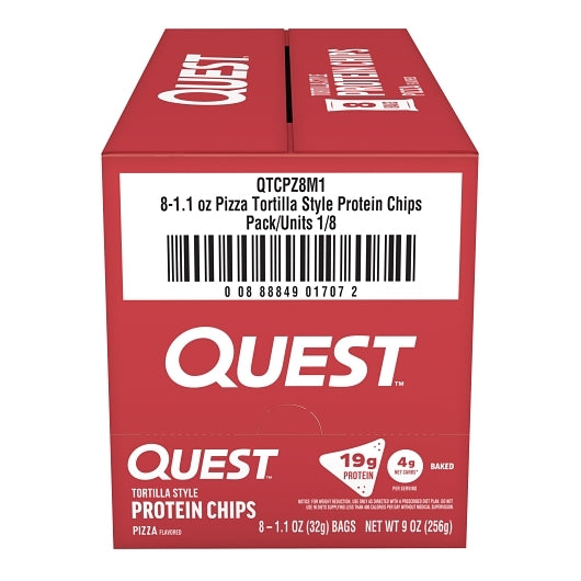 Quest Nutrition Protein Pizza Tortilla Style Chips, 8 x 1.1 oz Case - Prepared Foods