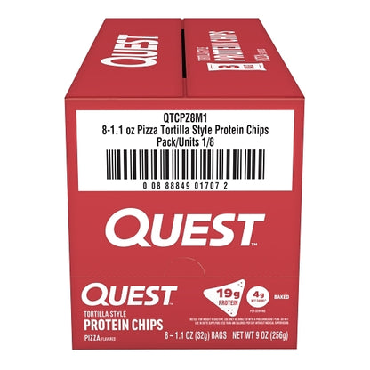 Quest Nutrition Protein Pizza Tortilla Style Chips, 8 x 1.1 oz Case - Prepared Foods