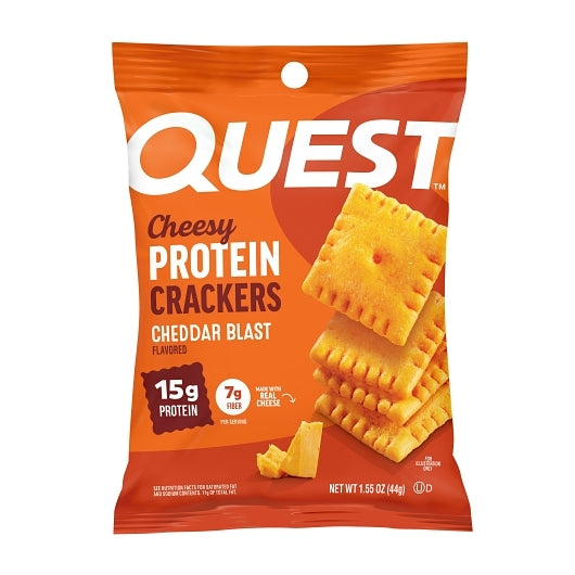Quest Nutrition Cheesy Cheddar Blast Protein Crackers, 12 x 6 x 1.55 oz Case - Crackers & Grahams