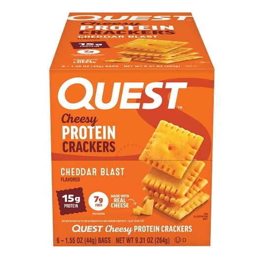 Quest Nutrition Cheesy Cheddar Blast Protein Crackers, 12 x 6 x 1.55 oz Case - Crackers & Grahams - image 2