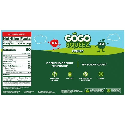 Gogo Squeez Strawberry Applesauce, 6 x 12 each Case - DOT product image 5