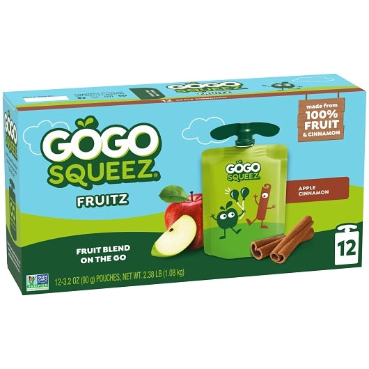 Gogo Squeez Cinnamon Applesauce, 6 x 12 each Case - Dried Fruit & Fruit Snacks
