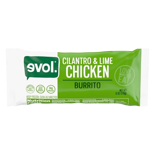 Evol Cilantro Lime Chicken Burrito, 12 x 6 oz Case - Frozen Snacks & Appetizers