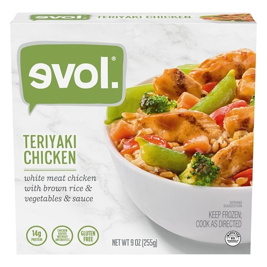 Evol Lean & Fit Gluten Free Teriyaki Chicken Entree, 8 x 9 oz Case - Frozen Meat & Seafood
