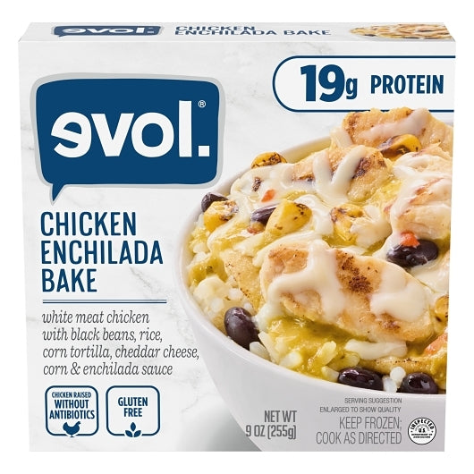 Evol Chicken Enchilada Bake Entree, 8 x 9 oz Case - Frozen Snacks & Appetizers
