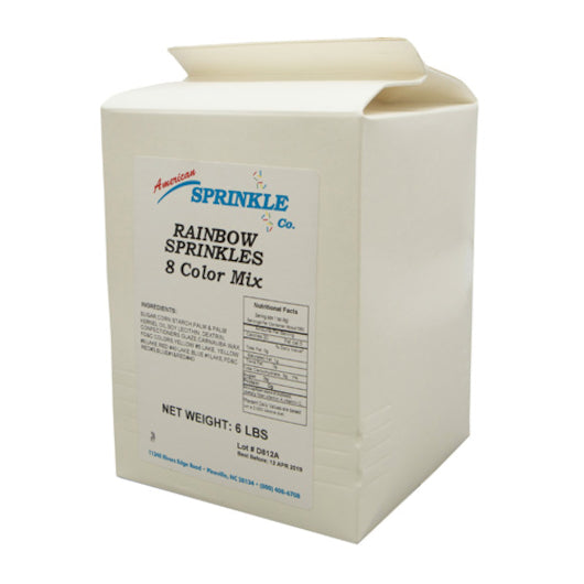 American Sprinkle Sprinkles 8 Colors, 4 x 6 lb Case - Candy & Confections