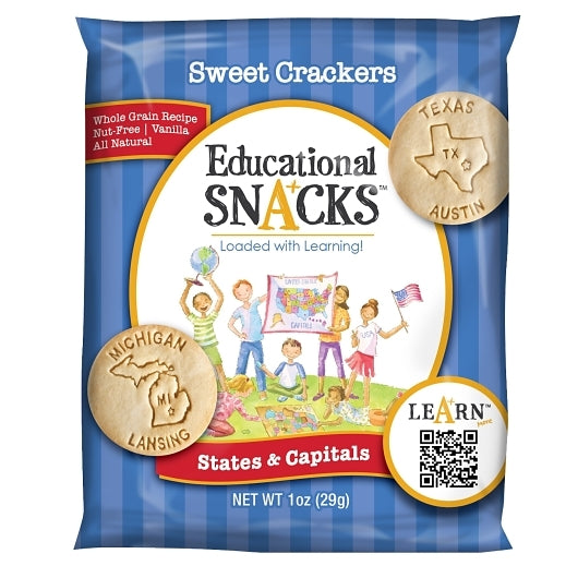 Dick and Jane States & Capitals Vanilla Flavored Whole Grain Sweet Snack Crackers, 120 x 1 oz Case - Crackers & Grahams