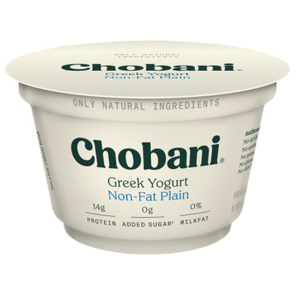 Chobani Plain Non Fat Greek Yogurt Greek Yogurt, 12 x 5.3 oz Case - Cheese & Dairy