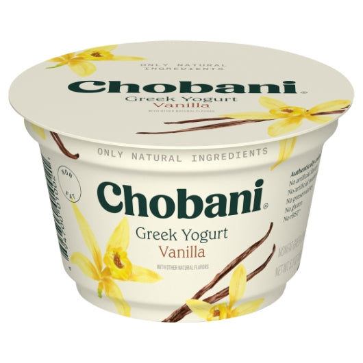 Chobani Vanilla Non Fat Greek Yogurt, 12 x 5.3 oz Case - Cheese & Dairy