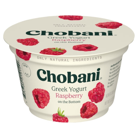 Chobani Non Fat Raspberry Greek Yogurt, 12 x 5.3 oz Case - Cheese & Dairy