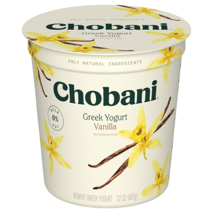 Chobani Vanilla Non Fat Greek Yogurt, 6 x 32 oz Case - Cheese & Dairy