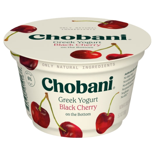 Chobani Black Cherry Greek Yogurt, 12 x 5.3 oz Case - Cheese & Dairy