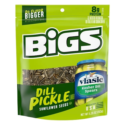 Bigs Vlasic Dill Pickle Sunflower Seeds, 12 x 5.35 oz Case - Nuts & Seeds