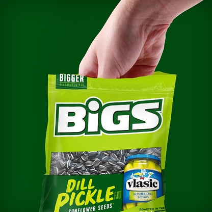 Bigs Vlasic Dill Pickle Sunflower Seeds, 12 x 5.35 oz Case - Alternate product angle or state