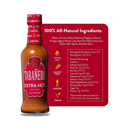 Tabanero Extra Hot Sauce, 6 x 5 fl oz Case - Condiments & Sauces