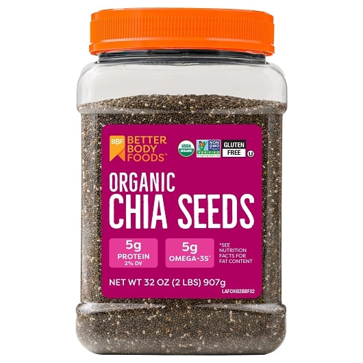 BetterBody Foods Organic Chia Seeds, 6 x 2 lb Case - Nuts & Seeds