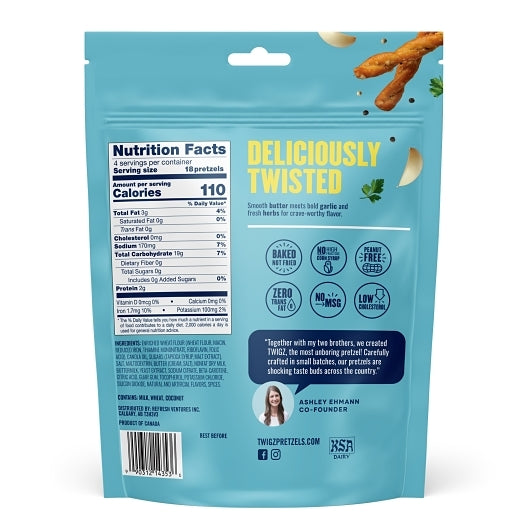 Twigz Pretzels Buttery Herb & Garlic Pretzels, 6 x 4 oz Case - Popcorn, Pretzels & Snack Mix - image 2