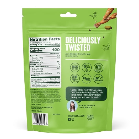 Twigz Pretzels Zesty Dill Pickle Pretzels, 6 x 4 oz Case - Condiments & Sauces