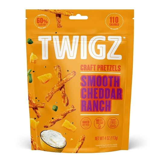 Twigz Pretzels Smooth Cheddar Ranch Pretzels, 6 x 4 oz Case - Popcorn, Pretzels & Snack Mix