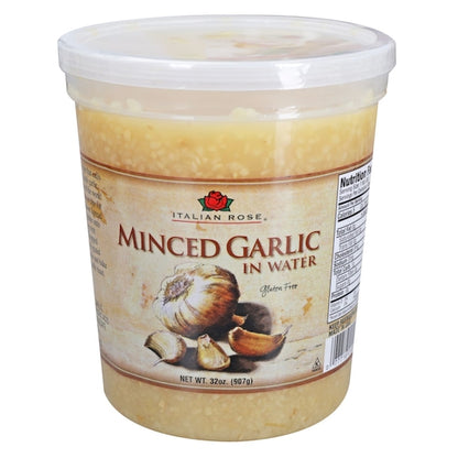 Italian Rose Minced GARLIC in WATER, 6 x 32 oz Case - Spices Seasonings