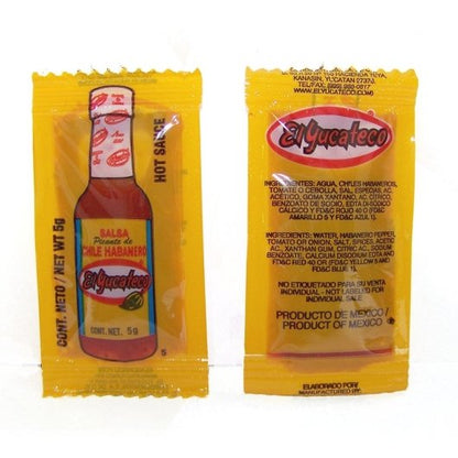 El Yucatecan Red Habanero Hot Sauce Single Serve, 300 x 0.17 oz Case - Condiments & Sauces