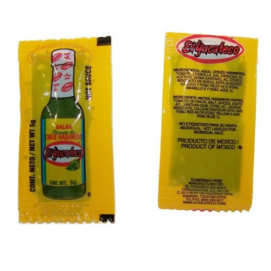 El Yucatecan Green Habanero Hot Sauce Single Serve, 300 x 0.17 oz Case - Condiments & Sauces