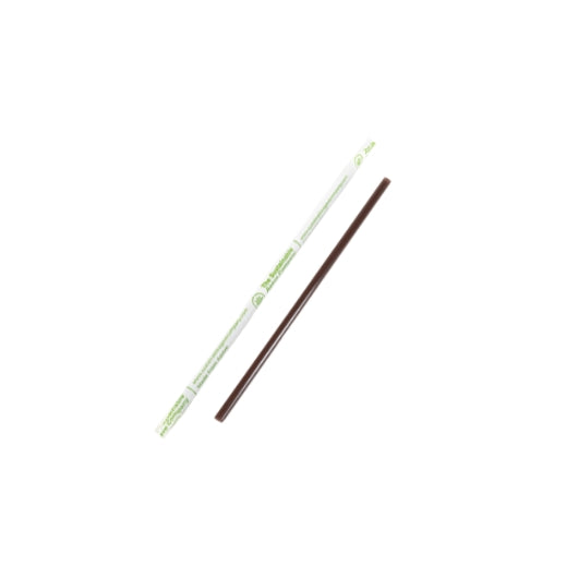 The Sustainable Agave Company 8" Agave Brown Regular Straws - Wrapped, 2000 x 4 x 500 ct Case - Straws & Stirrers