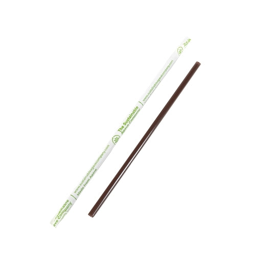 The Sustainable Agave Company 8" Agave Brown Jumbo Straws - Wrapped, 2000 x 4 x 500 ct Case - Straws & Stirrers