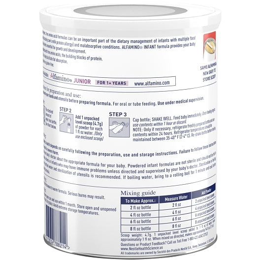 Alfamino Infant Hypoallergenic Amino Acid-Based Powder Infant Formula Can With Iron, 6 x 14.11 oz Case - DOT product image 2