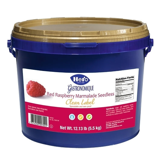 Hero Clean Seedless Raspberry Baking JAM, 1 x 12.12 lb Case - Alternate product angle or state