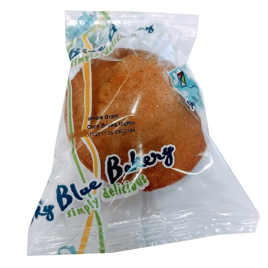 Sky Blue Foods Individually Wrapped Whole Grain Mini Corn Muffin, 96 x 96 x 1.5 oz Case - Breads, Rolls & Buns
