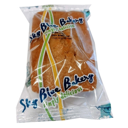 Sky Blue Foods Individually Wrapped Whole Grain Corn Bread Loaf, 96 x 96 x 2.5 oz Case - Breads, Rolls & Buns