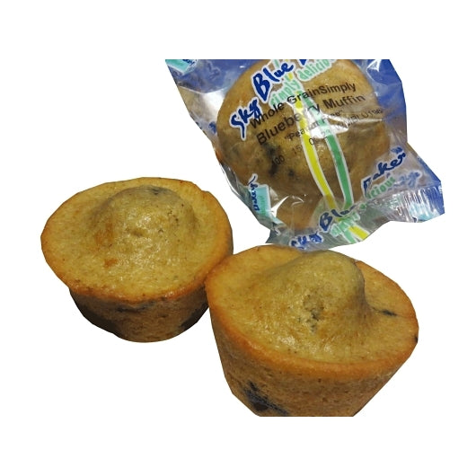 Sky Blue Foods Individually Wrapped Whole Grain Simply Blueberry Muffin, 48 x 3.2 oz Case - Breads, Rolls & Buns