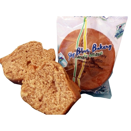 Sky Blue Foods Individually Wrapped Whole Grain Banana Muffin, 96 x 96 x 1.6 oz Case - Breads, Rolls & Buns