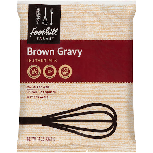 Foothill Farms Instant Brown Gravy Mix, 8 x 14 oz Case - Condiments & Sauces