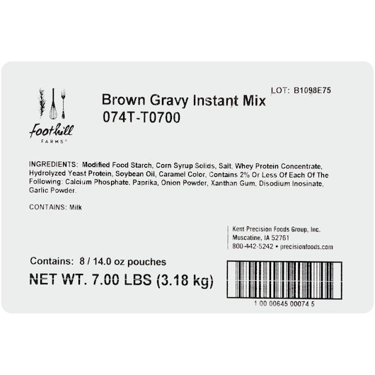 Foothill Farms Instant Brown Gravy Mix, 8 x 14 oz Case - DOT product image 6