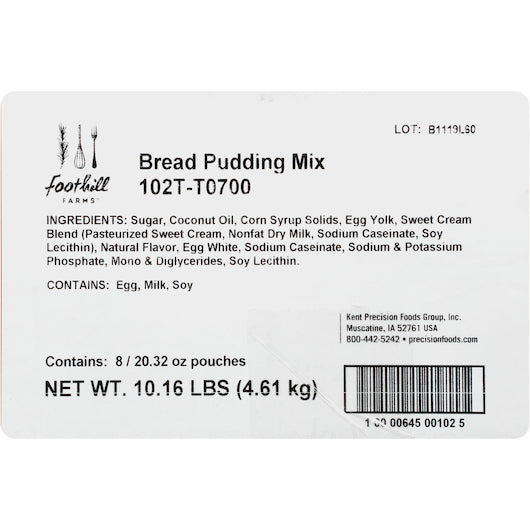 Foothill Farms Gluten Free No Trans Fat Add Bread & Bake Bread Pudding Dessert Mix, 8 x 20.32 oz Case - DOT product image 7