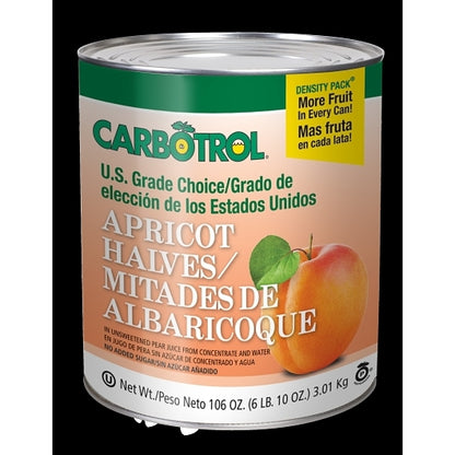 Carbotrol Unpeeled Apricot Halves, 6 x 105 oz Case - Dried Fruit & Fruit Snacks